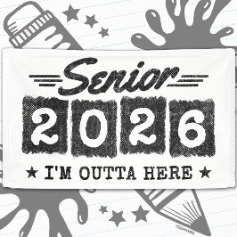 Senior 2026 Vintage Graduation Quote Retro Type 横断幕