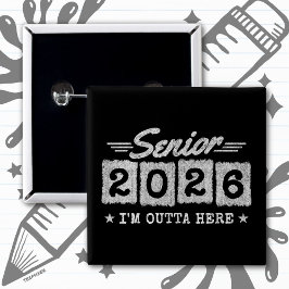 Senior 2026 Vintage Graduation Quote Retro Type 缶バッジ