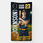 Senior Baseball Team Player Custom Portrait Photo 横断幕 (縦)