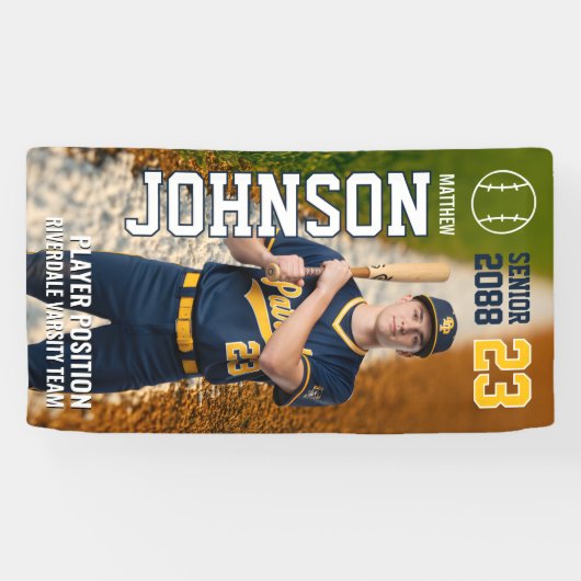 Senior Baseball Team Player Custom Sports Photo 横断幕 (横)