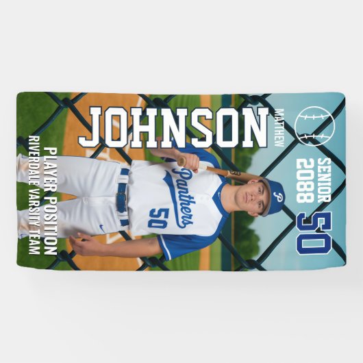 Senior Baseball Team Player Customize Sports Photo 横断幕 (横)