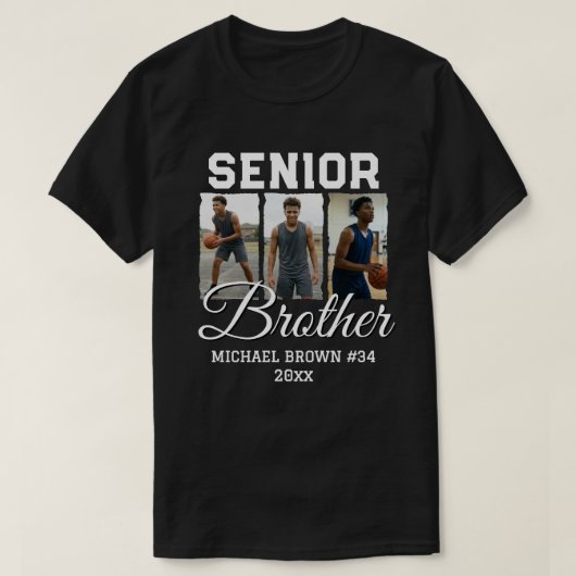 Senior Brother Basketball Photo Collage Custom  Tシャツ (デザイン正面)