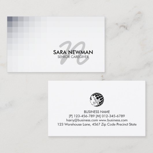 Senior Caregiver Services Violet Cursive Monogram 名刺 (正面/裏面)