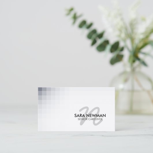 Senior Caregiver Services Violet Cursive Monogram 名刺 (スタンド正面)