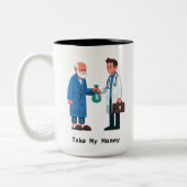 Senior Citizen Paying Off Medical Debt ツートーンマグカップ (左)