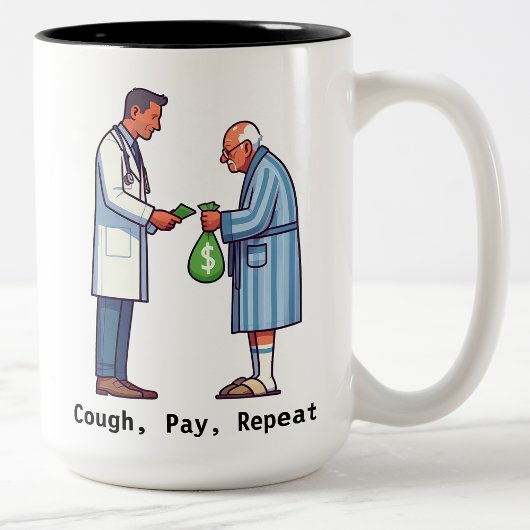 Senior Citizen Paying Off Medical Debt ツートーンマグカップ
