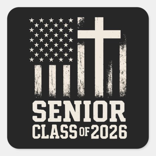 Senior Class 2026 クロスフラグ アメリカ スクエアシール (正面)