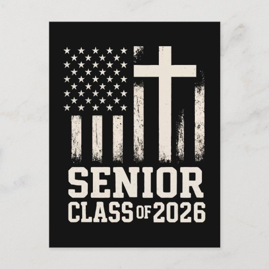 Senior Class 2026 Cross Flag USA ポストカード (正面)