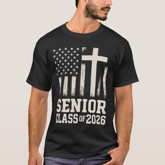 Senior Class 2026 Cross Flag USA Tシャツ (正面)