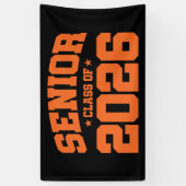 Senior Class of 2026 Black Orange Graduation Bold 横断幕 (縦)
