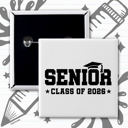 Senior Class of 2026 Bold Graduation Typography 缶バッジ