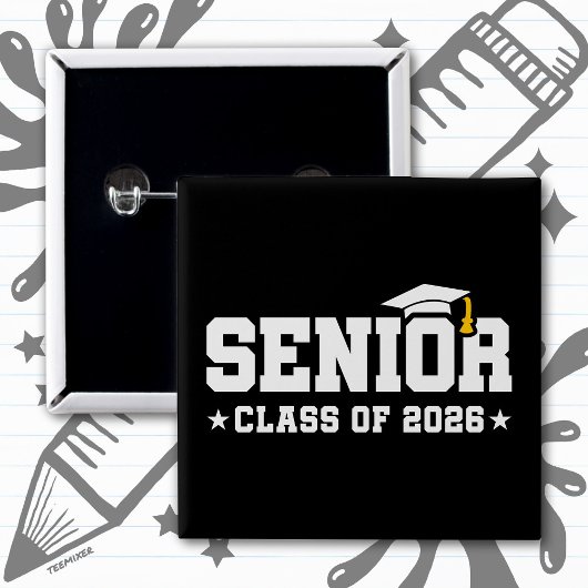 Senior Class of 2026 Bold Graduation Typography 缶バッジ