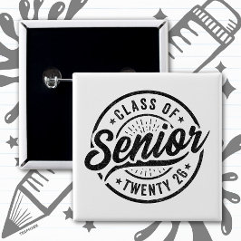 Senior Class of 2026 Cool Vintage Badge Graduation 缶バッジ