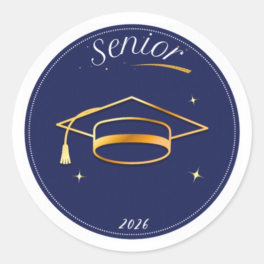 Senior Class of 2026 Graduation Cap Round Sticker  ラウンドシール (正面)
