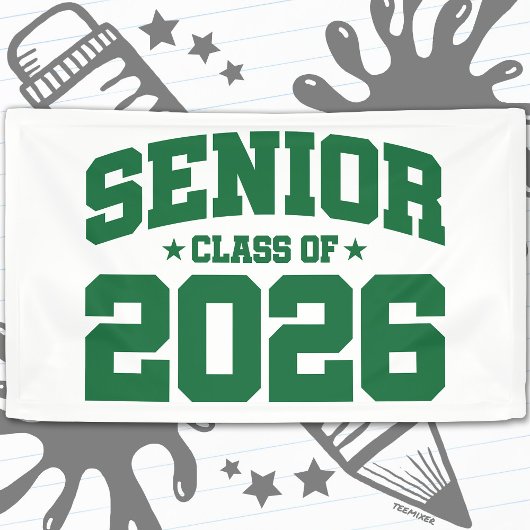 Senior Class of 2026 Green Graduation Bold Minimal 横断幕