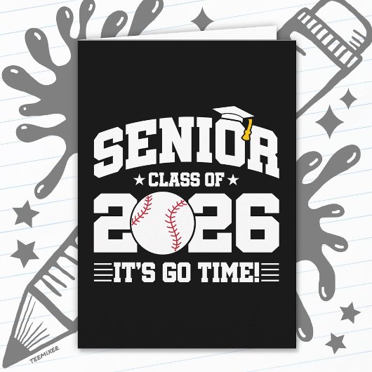 Senior Class of 2026 It’s Go Time Baseball Grad カード