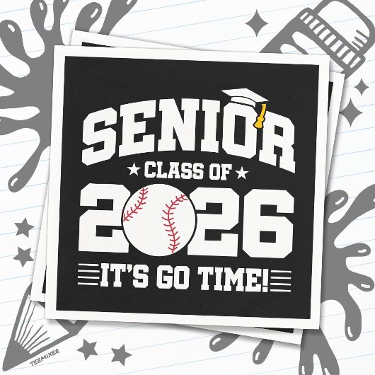 Senior Class of 2026 It’s Go Time Baseball Grad スタンダードカクテルナプキン