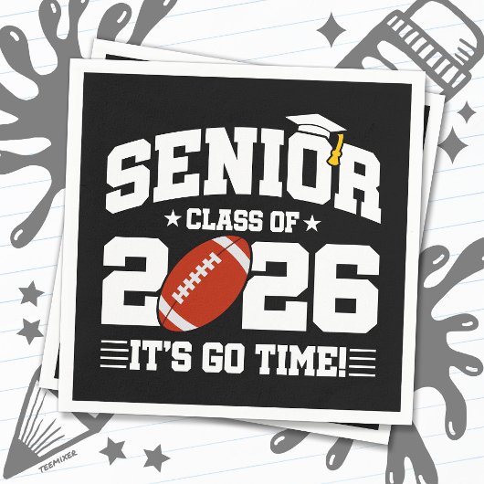 Senior Class of 2026 It’s Go Time Football Grad スタンダードカクテルナプキン