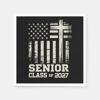 Senior Class Of 2027 USA Flag Cross Christian Grad スタンダードカクテルナプキン