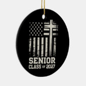 Senior Class Of 2027 USA Flag Cross Christian Grad セラミックオーナメント (右)