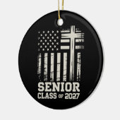 Senior Class Of 2027 USA Flag Cross Christian Grad セラミックオーナメント (左)