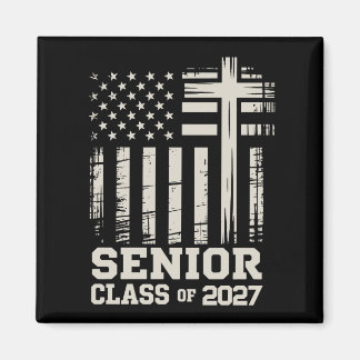 Senior Class Of 2027 USA Flag Cross Christian Grad マグネット