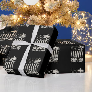 Senior Class Of 2027 USA Flag Cross Christian Grad ラッピングペーパー