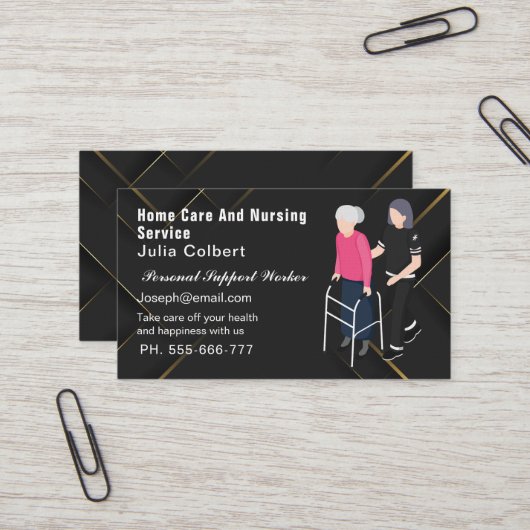 Senior Companion or Elderly Caregiver black & gold 名刺 (正面/裏面インサイチュ)