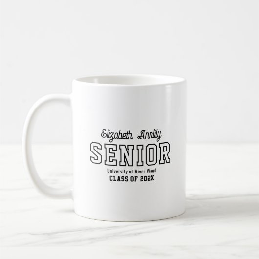 Senior Custom Year Script 卒業大学 コーヒーマグカップ (左)