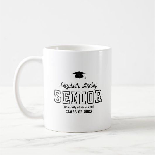 Senior Custom Year Script 卒業大学 コーヒーマグカップ (左)