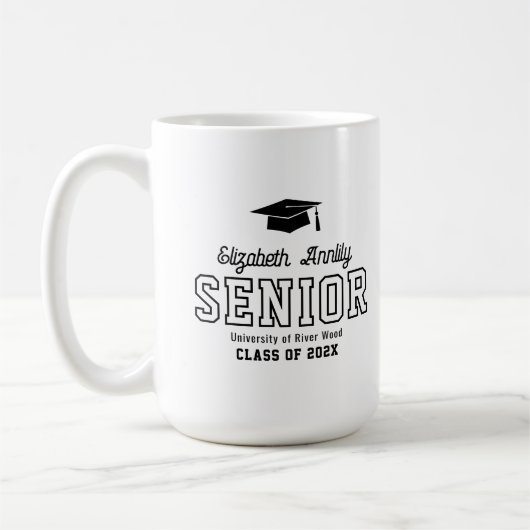 Senior Custom Year Script 卒業 大学 コーヒーマグカップ (左)