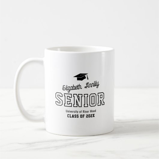Senior Custom Year Script Graduate College  コーヒーマグカップ (左)