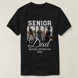 Senior Dad Basketball Photo Collage Custom Name Tシャツ