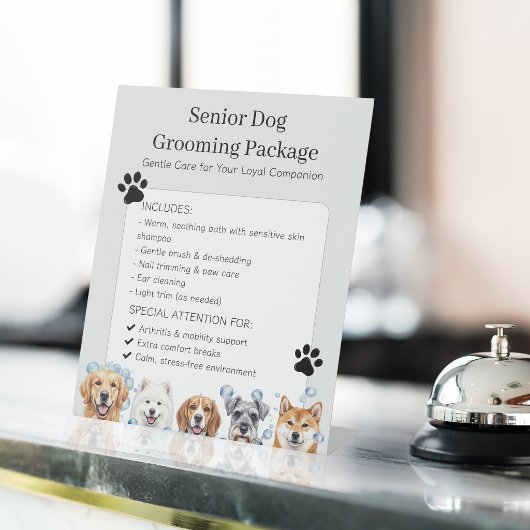 Senior Dog Grooming Pet Grooming for Aging Dogs 台座サイン