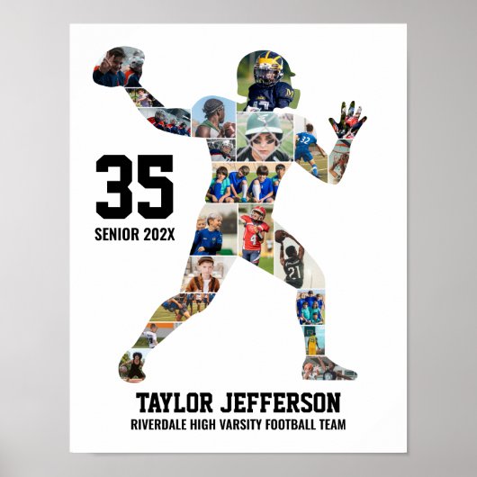 Senior Football Team Photo Collage Custom Sports ポスター (正面)