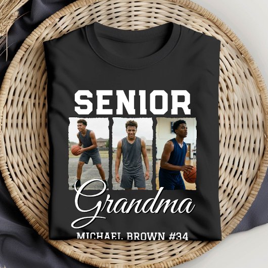 Senior Grandma Basketball Photo Collage Custom Tシャツ
