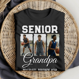 Senior Grandpa Basketball Photo Collage Custom Tシャツ