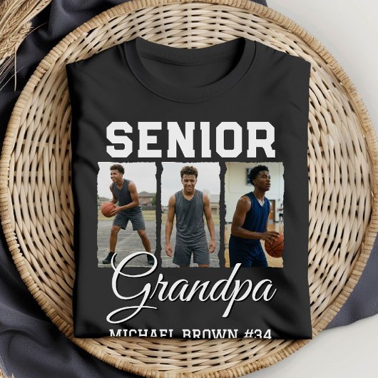 Senior Grandpa Basketball Photo Collage Custom Tシャツ