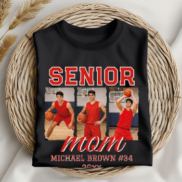 Senior Mom Basketball Photo Collage Custom Name Tシャツ