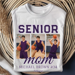 Senior Mom Basketball Photo Collage Custom Name Tシャツ