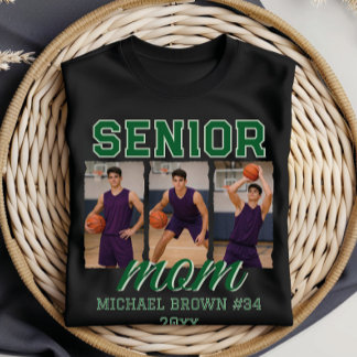 Senior Mom Basketball Photo Collage Custom Name Tシャツ