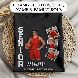 Senior Mom Basketball Photo Collage Custom Name Tシャツ