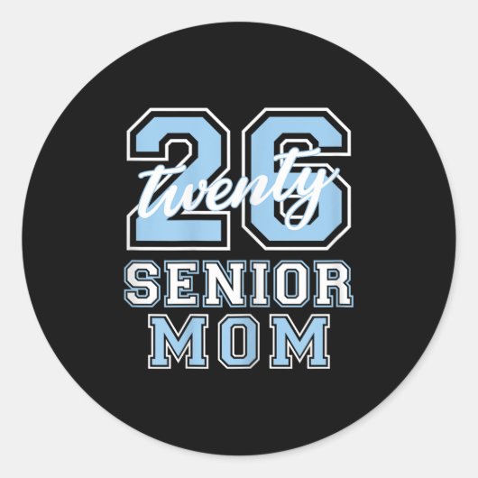 Senior Mom Cl Of 2026 Graduation Pale Blue Letters ラウンドシール (正面)