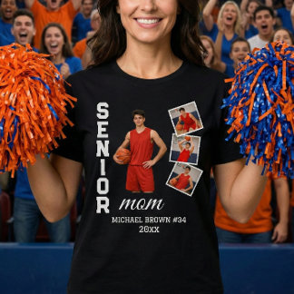 Senior Mom Custom Photo Collage Name Number Year Tシャツ