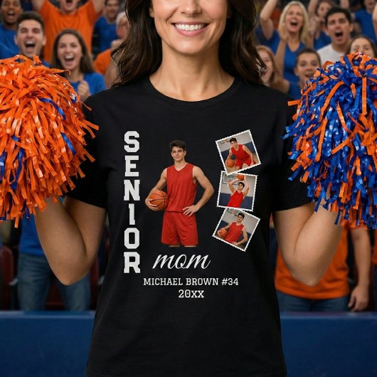 Senior Mom Custom Photo Collage Name Number Year Tシャツ