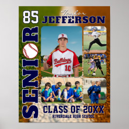 Senior Night Baseball Player Sports Photo Collage ポスター