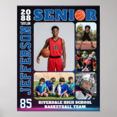 Senior Night Basketball Player Picture Collage ポスター (正面)