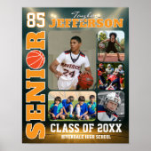 Senior Night Basketball Team Player Photo Collage ポスター (正面)
