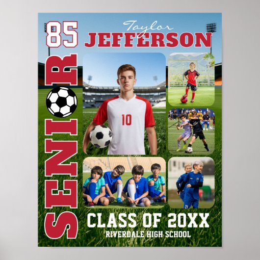 Senior Night Soccer Team Sports Photo Collage ポスター (正面)