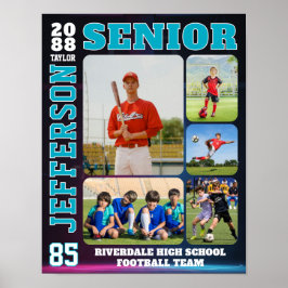 Senior Night Sports Team Player Photo Collage ポスター